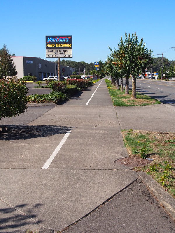Pacific Highway Bike Lane: For some reason, it combines with the sidewalk for a few blocks, only to be turned into a 'normal' bike lane later.