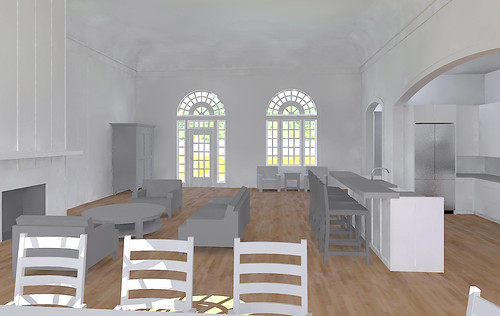 home church conversion autocad sketchup renovation residence rendering kerkythea