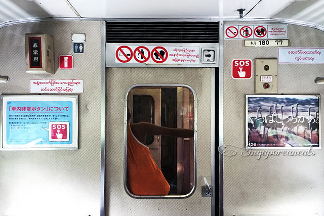 Yangon Circle Train 01 - Old Japanese Train with ads