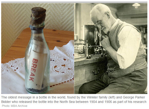Oldest message in a bottle