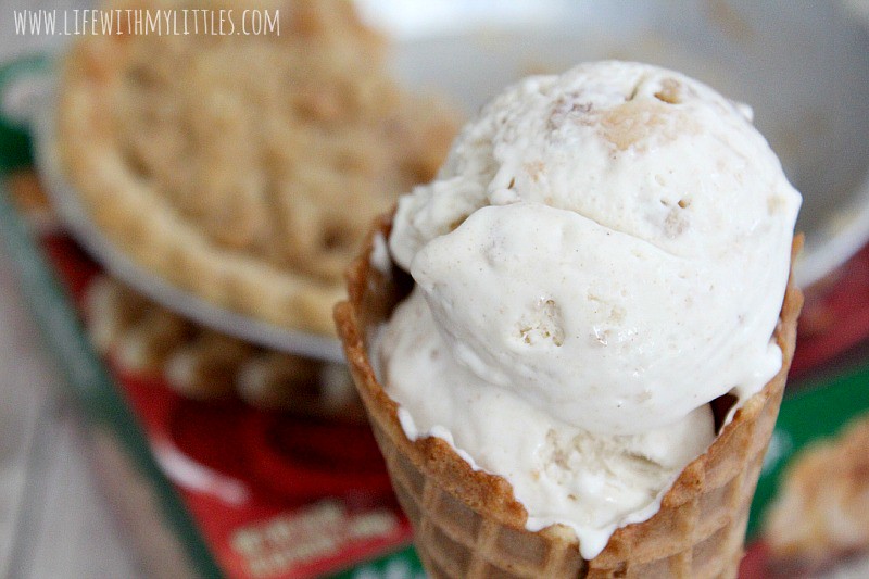 This homemade Dutch Apple Pie Ice Cream is so good, so creamy, and so easy! Only four ingredients, and you'll be enjoying the best ice cream you've ever made! Plus, you can package it up in a cute neighbor gift! {{Printable included!}}