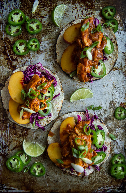 Peach Chipotle Chicken Tacos