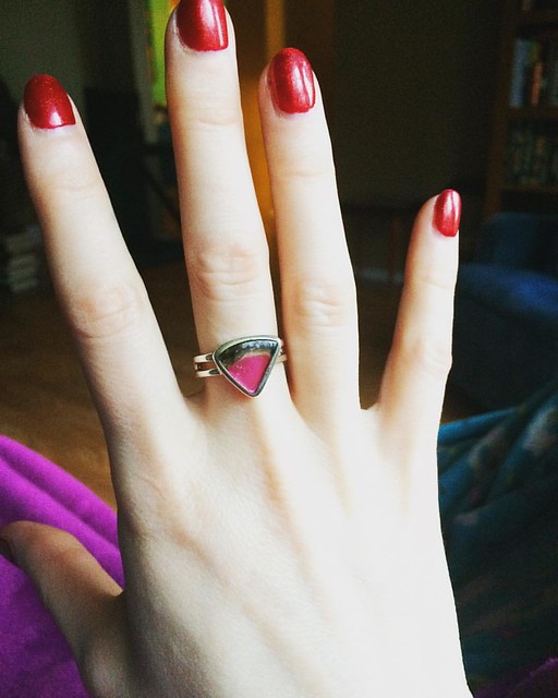 No emerald, but I did receive this cool watermelon tourmaline ring from Mumsie. 🍉