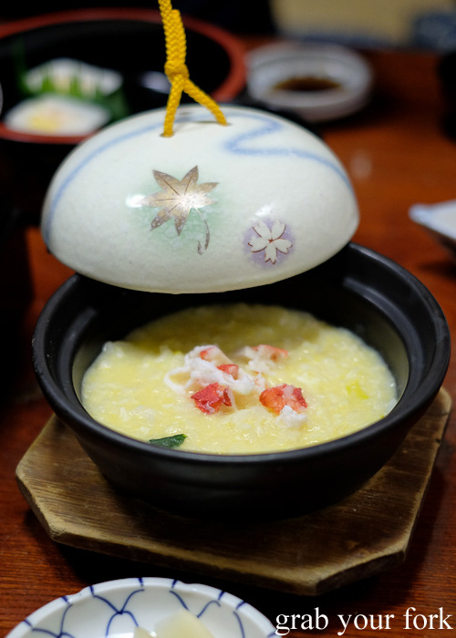 Congee rice porridge with crab at Kani Honke in Sapporo, Hokkaido