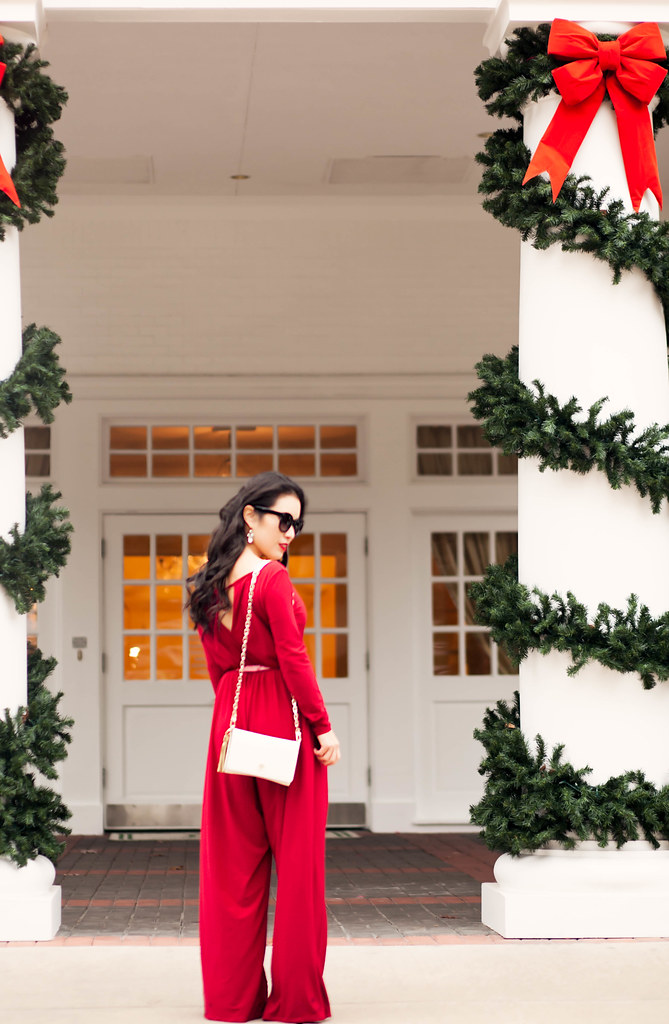 cute & little blog | petite fashion blog | red wide leg jumpsuit | holiday new years outfit