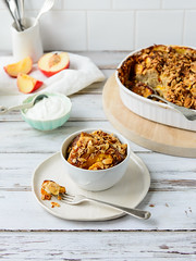 Nectarine & Almond Streusel Baked French Toast Casserole