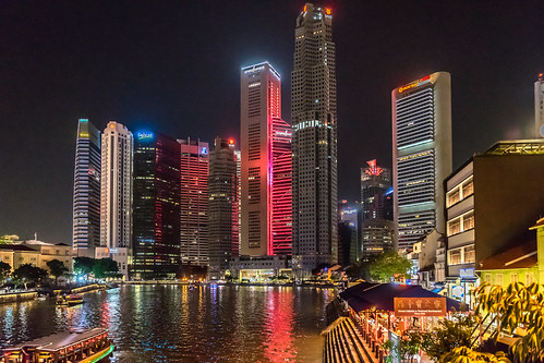 skyscraper reflections singapore nightshot reflexion singapur boatquay hochhaus 2015 nachtaufnahmen sg50