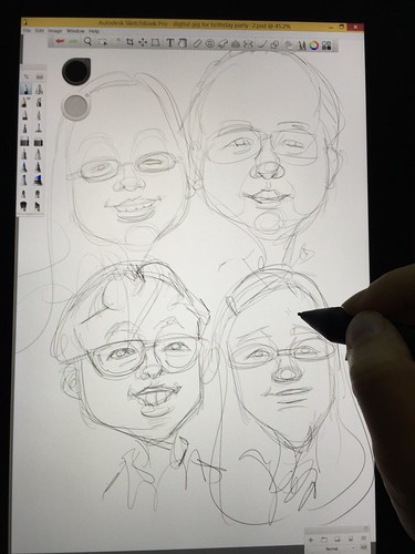 Digital live caricature sketching for birthday party