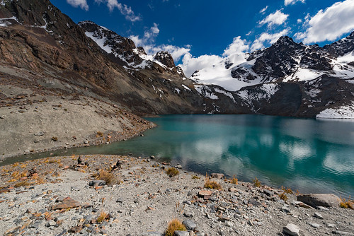 lake snow mountains clouds trek geotagged bolivia glacier cordillerareal