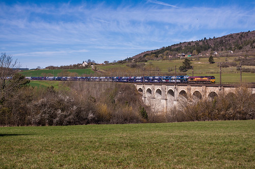 france cars train spring diesel euro rail zug cargo 66 class viaduct autos lente bourgogne printemps ecr trein voitures viaduc lantenay