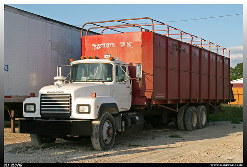 mack r truck lorry camion laster lastwagen lastkraftwagen hauber conventional usa transyvania gin inc walking floor body greenville mississippi ms