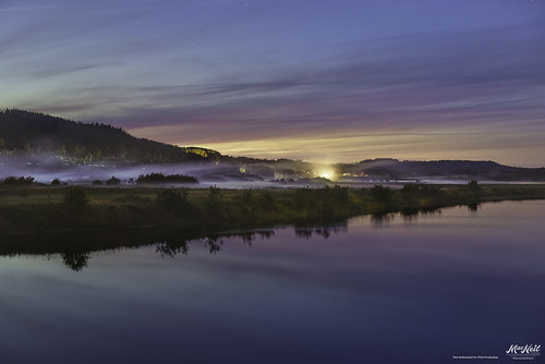 pastel road river mountain lights clouds reflection calm fog cabottrail margaree