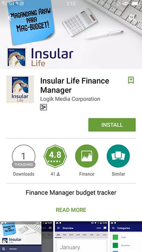 Insular Life Finance Manager App - use this app to manage and monitor your monthly budget and expenses