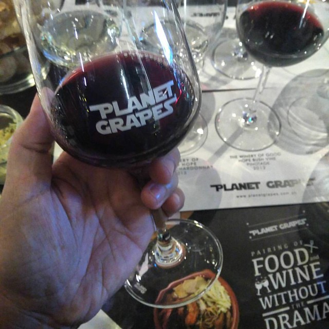 Capping a night by a glass of Southern African Wine by Planet Grapes w/ hubby.  #chillingtime
