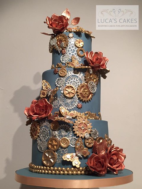 Steampunk Inspired Wedding Cake by Raluca Francis of Luca's Cakes