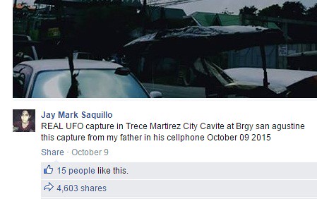 Fake UFO in Trese Martires, Cavite Oct 12, 2015