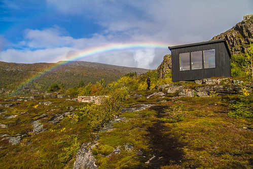 autumn landscape rainbow tjeldøya artscapenordland skulpturlandskapnordland myklebostad mediathule