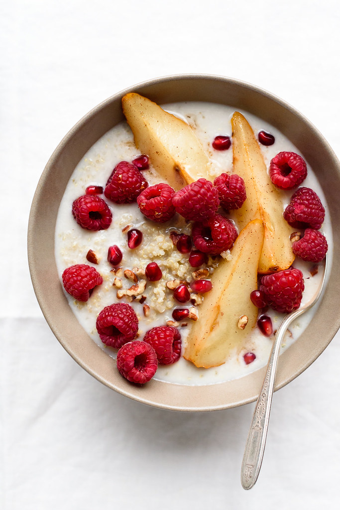 Sweet Quinoa Porridge with Maple Roasted Pears via forkknifeswoon.com