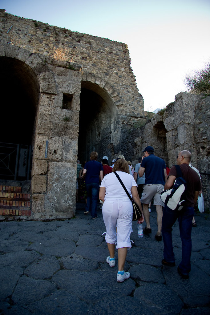 Walking up hill to Pompeii entrance
