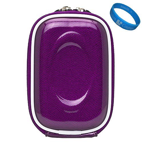 Purple Carbonfiber VG Compact Semi Hard Protective Camera Case for Nikon Coolpix S01 / S3300 / S4300 / S4100 / S3100 / S80 / S5100 / S3000 / S4000 / S1000pj / S70 / S640 / S620 / S230 / S220 / S560 / S610 / S52c / S550 Point &amp; Shoot Digtal Cameras + Sumac