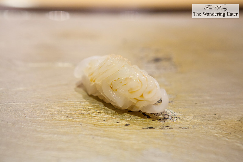 Squid (sliced into ribbons and formed into nigiri)
