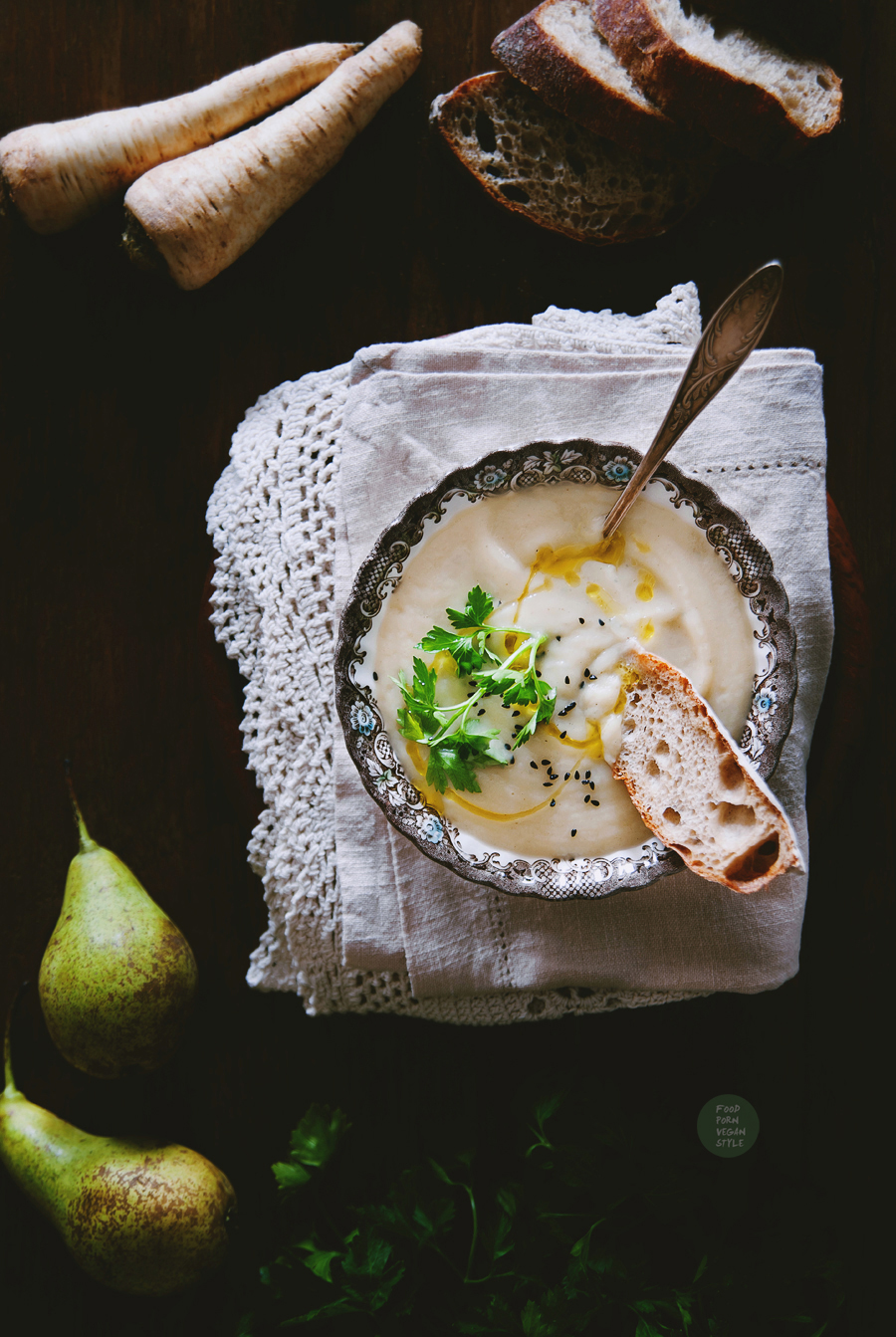 Pear and parsnip soup with tarragon