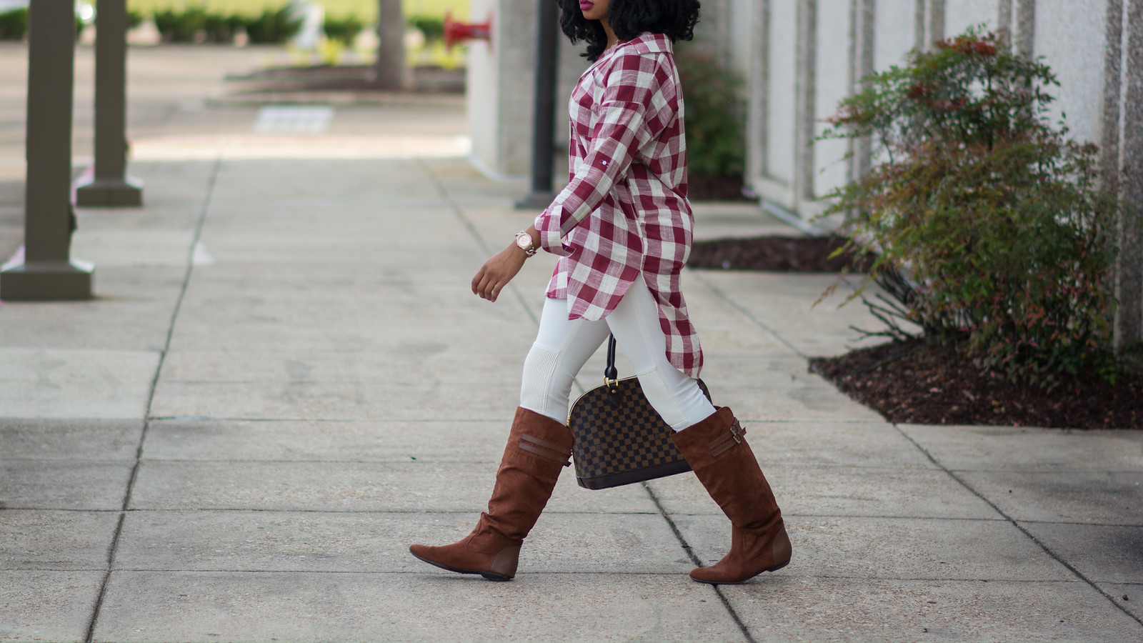 red gingham blouse