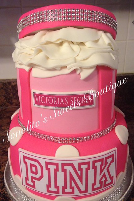 Victoria Secret Pink Gift Box Cake by Sonolito Bronson of Sonolito's Sweets Boutique