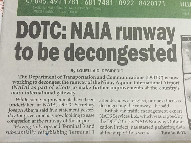 DOTC to decongest NAIA runway