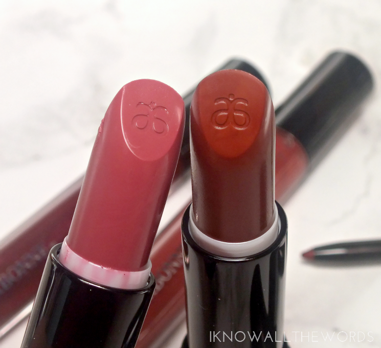 Arbonne Smoothed Over Lipstick in Aster and Dahlia (2)