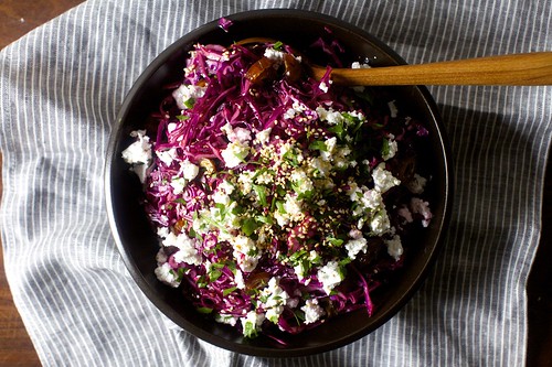 date, feta and red cabbage salad