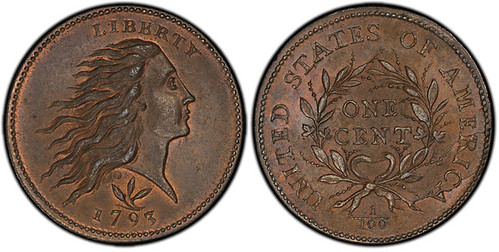 3015 1793 Flowing Hair Cent. Wreath Reverse. S-9