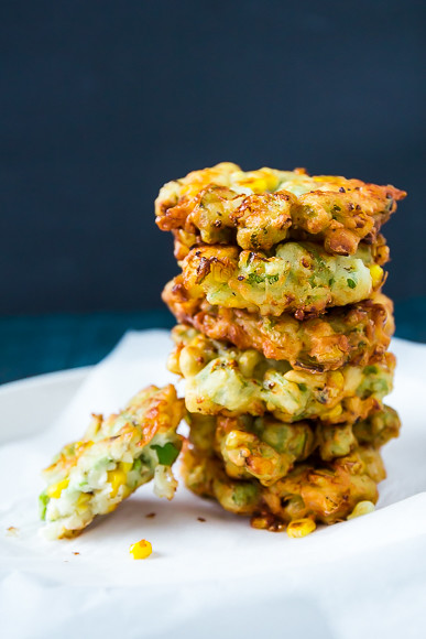 Okra Fritters with Grilled Corn and Goat Cheese