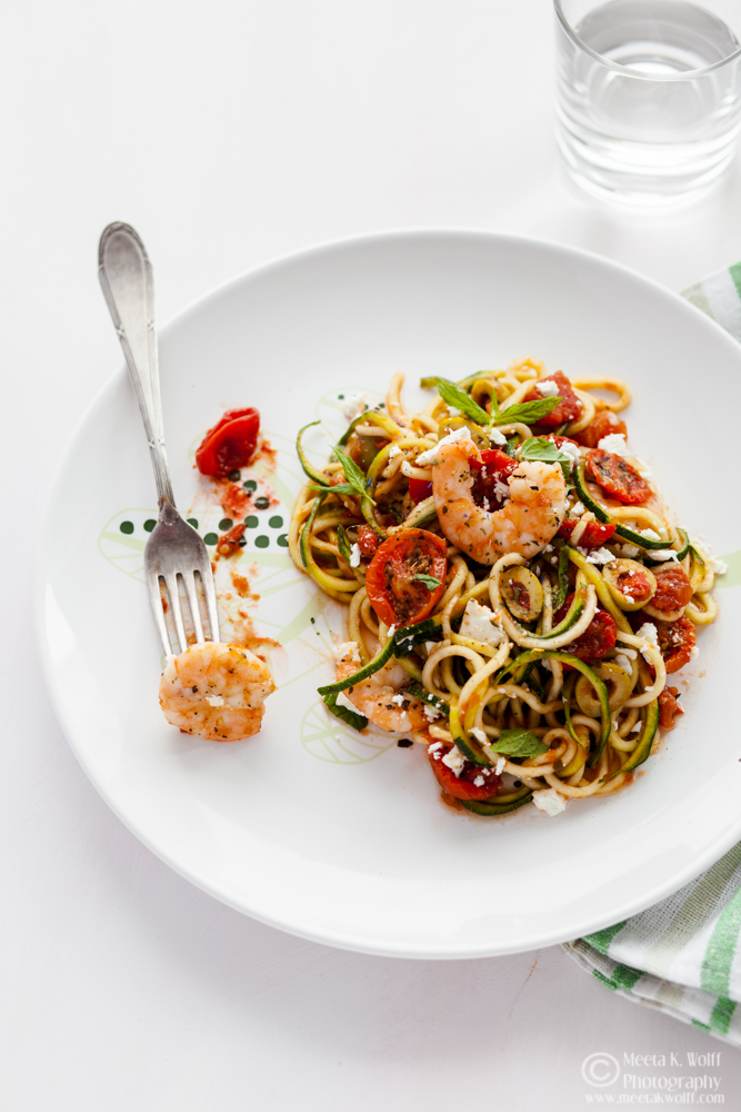 Zoodles (Zucchini Noodles) with Tomatoes and Capers Recipe - A