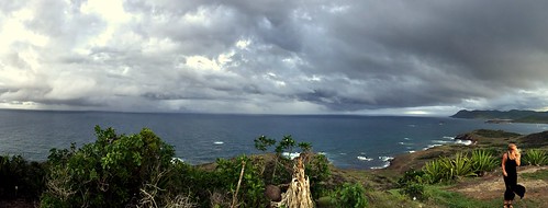 panorama woman storm girl rain weather saint st point landscape island view wind bad windy stormy grace tropical lucia caribbean