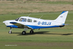 G-BSJX - 1981 build Piper PA-28-161 Cherokee Warrior II, rolling for departure on Runway 26R at Barton