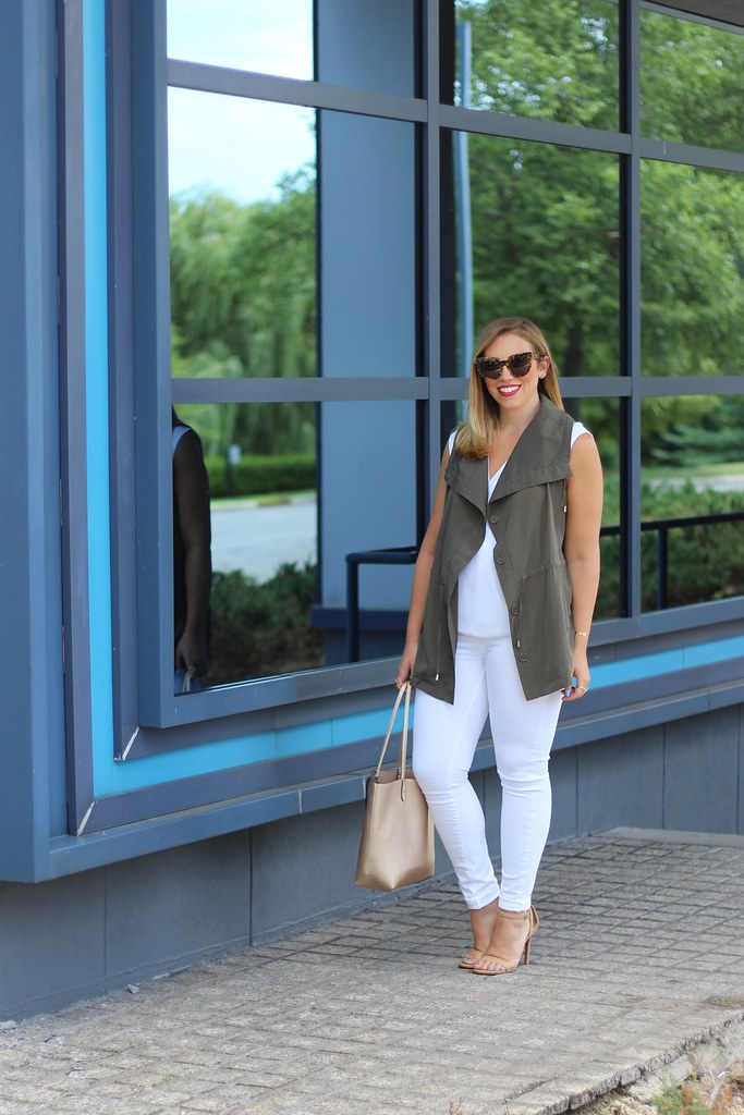 White Jeans | Olive Green Vest | Fall Fashion