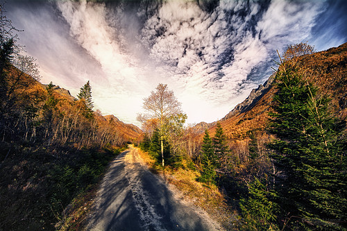 road autumn trees sky mountains norway skyline clouds lens landscape norge nikon day shadows seasons outdoor no sigma wideangle valley mountainside locations sunnmøre møreogromsdal ørsta d7100 816mm romedalen