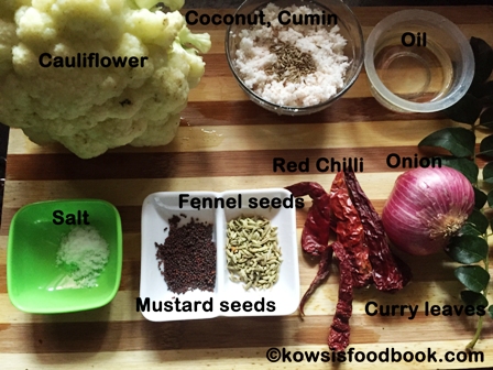 ingredients for cauliflower poriyal
