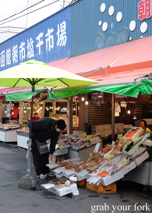 Hokkaido crab stall at Hakodate Morning Market, Japan
