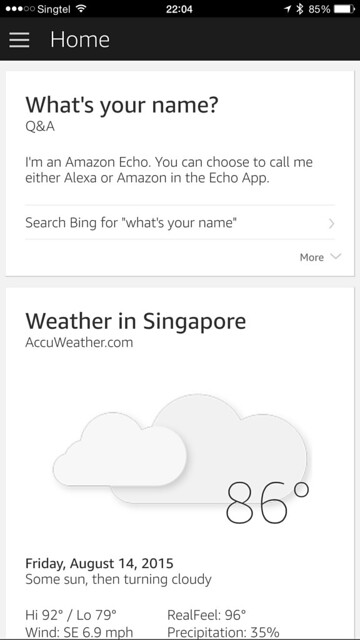 Amazon Echo iOS App - Home