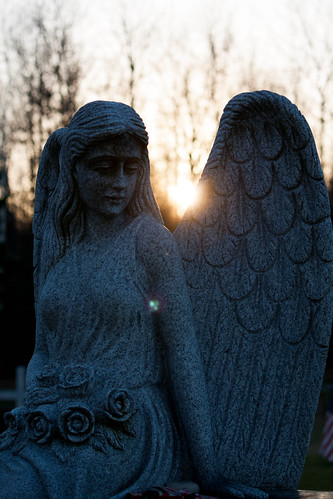 sunset cemetery grave graveyard angel tombstone hemlockmichigan stmarycatholiccemetery