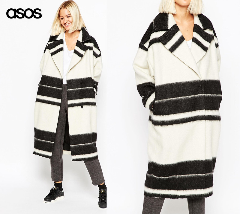 Asos AW15 black and white stripe coat