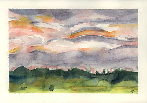 sunset clouds watercolor landscape maine jonesport downeastmaine marciamilnerbrage