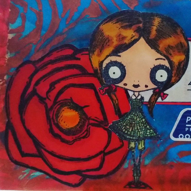 I just love how bold the colors turned out on this piece #mailartists #mailart #snailmailing #snailmail #mailartmonday #octopodefactory #dorothy #roses #rubberstamped #rubberstampart #envelope #mailout