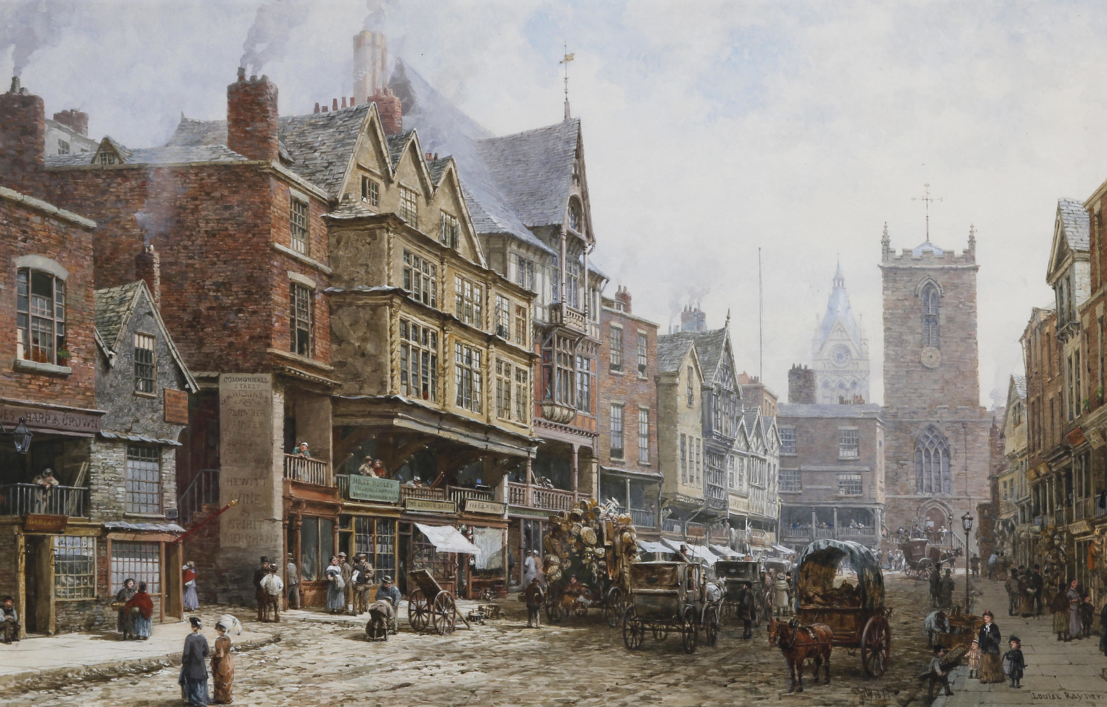 Chester Bridge Street looking north by Louise Rayner