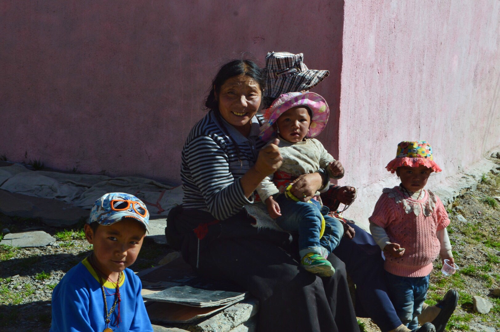 Tibetan woman and kids