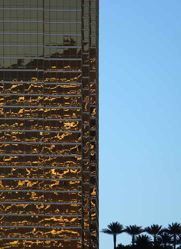 Gold glimmer on a glass building in Las Vegas