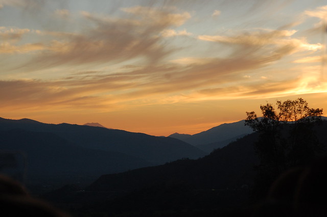 Sunset en route to Santiago, Chile