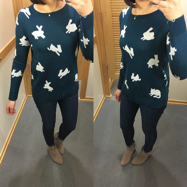 LOFT Petite Rabbit Pattern Sweater, size SP